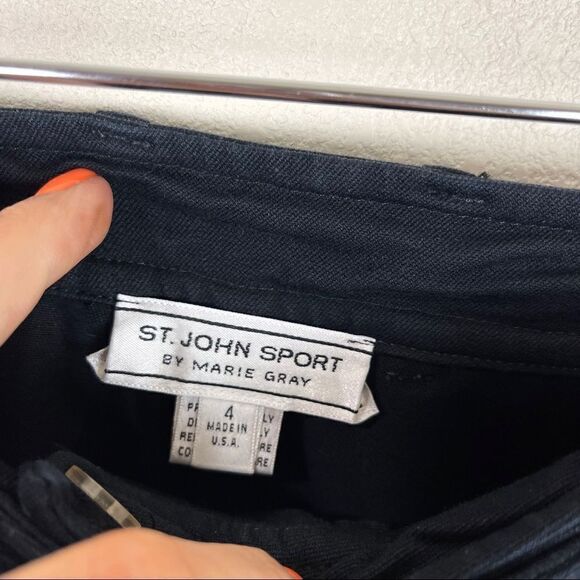 St. John Black Straight Leg Cotton Trousers Slacks Size 4 - Picture 6 of 9